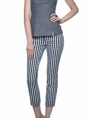 Banana Republic × Mad Men Gingham Check Capri Cropped Pants Blue & White 4P
